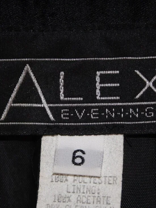 Alex Evenings Skirt Sz 6 Black Satin Leg Slit Lined Polyester Acetate Skirt - Picture 5 of 9